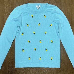 J Crew Teddie Sweater lightweight - Embroidered Lemons - Size Small